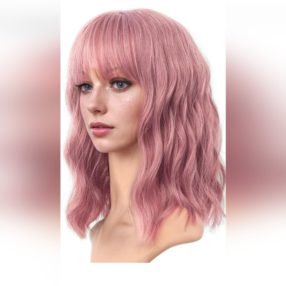 NIP Pink Wavy 12"  Cosplay Women's Wig